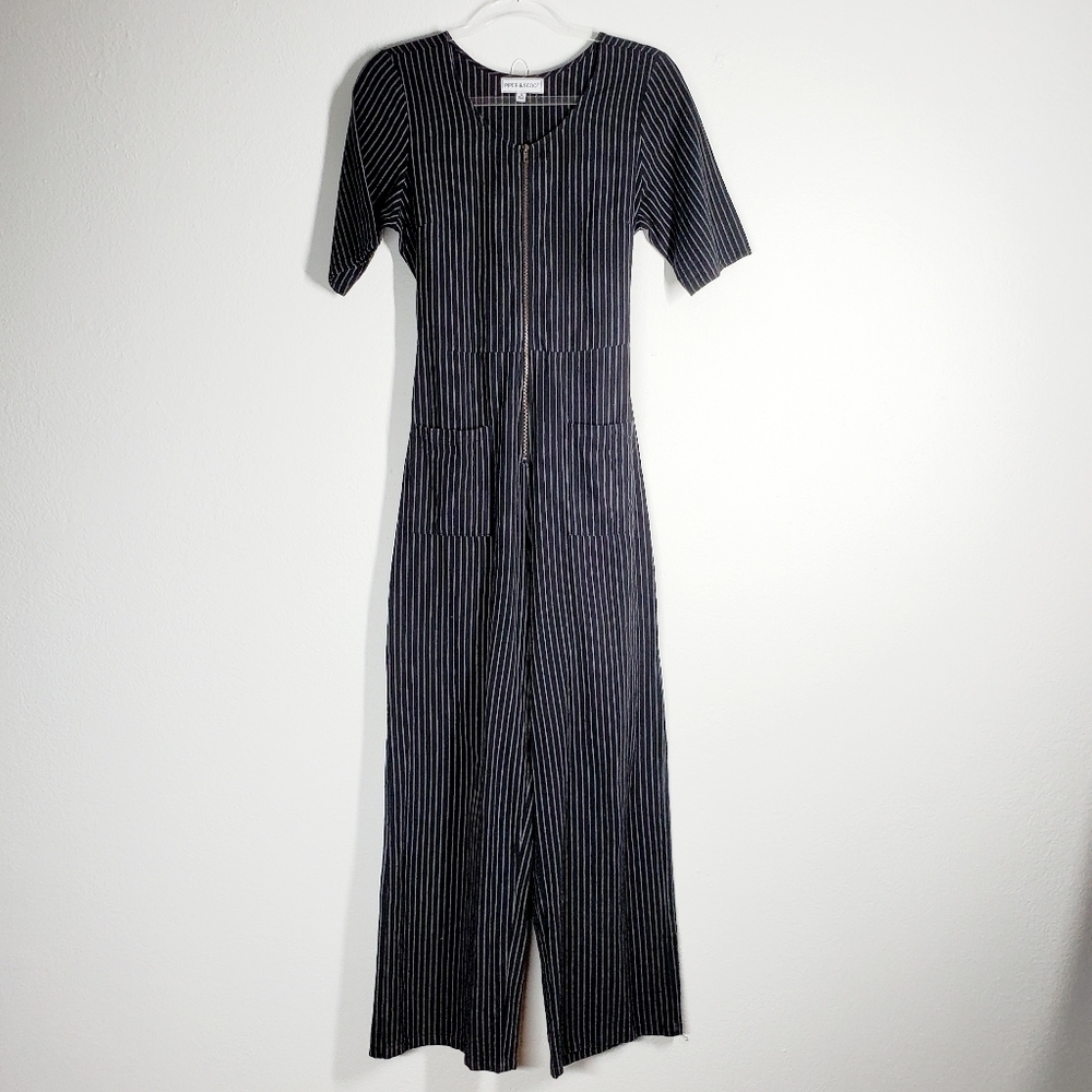 PIPER & SCOOT PIN-STRIPED JUMPSUIT